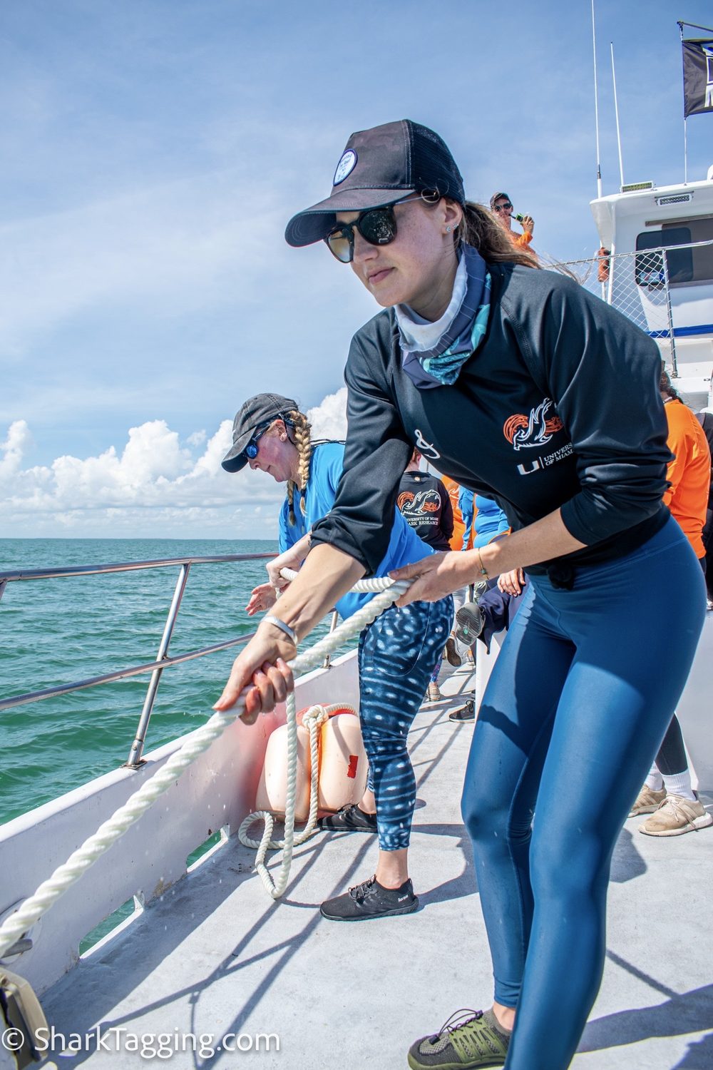 Kendyl Berna on a University of Miami shark research expedition