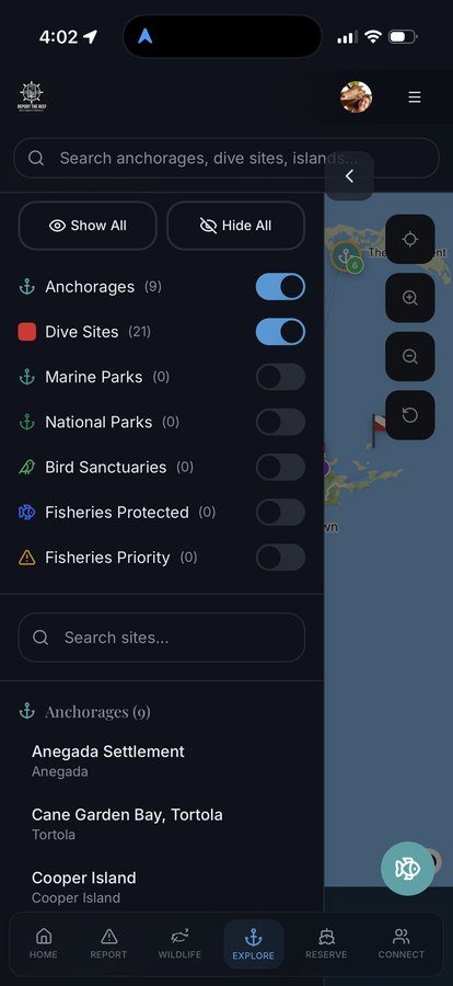 Report The Reef app screen